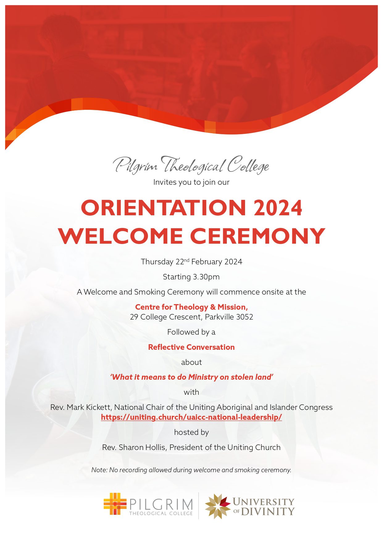Picture of 240208 pilgrim orientation flyer digital6 page 0001 Picture of 240208 pilgrim orientation flyer digital6 page 0001 in the page Orientation 2024 Welcome Ceremony